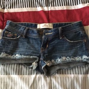 Jean shorts with floral at the bottom